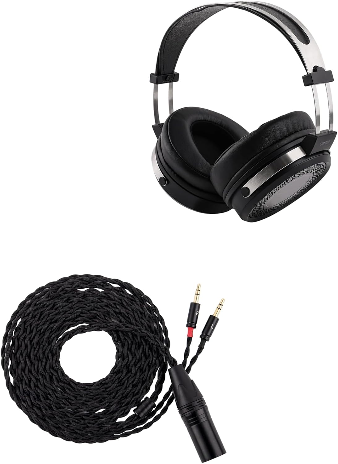 Linsoul SIMGOT EP5 Over-Ear Headphones, 50mm Ultra-Magnetic Drivers, Innovative Closed-Back HiFi Monitor, Dual 3.5mm TRS Detachable Cable + Tripowin Nova Monitor Headphone Cable(XLR, Black)