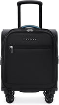Verage 14.5 inch Underseat Carry On Luggage with Wheels, Black Softside Small Suitcase Spinner Wheeled Rolling Travel Laptop Bag for Airlines Airplanes Short Trip Men Women