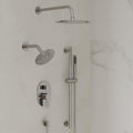 Wall Mount 10' High-Pressure Rainfall Shower Faucet with Slide Bar, Dual Rainfall Shower Head System with Valve (Polished Chrome)