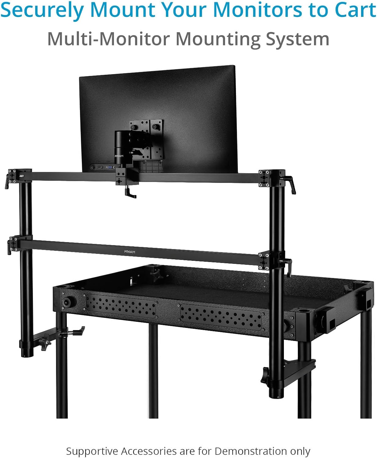 PROAIM Multi Monitor Mounting System for Video Camera Production Carts. 5/8' Baby Pin Mount. Clamping Range: 38mm. Payload up to 27kg/60lb. (P-MLMT-M2)