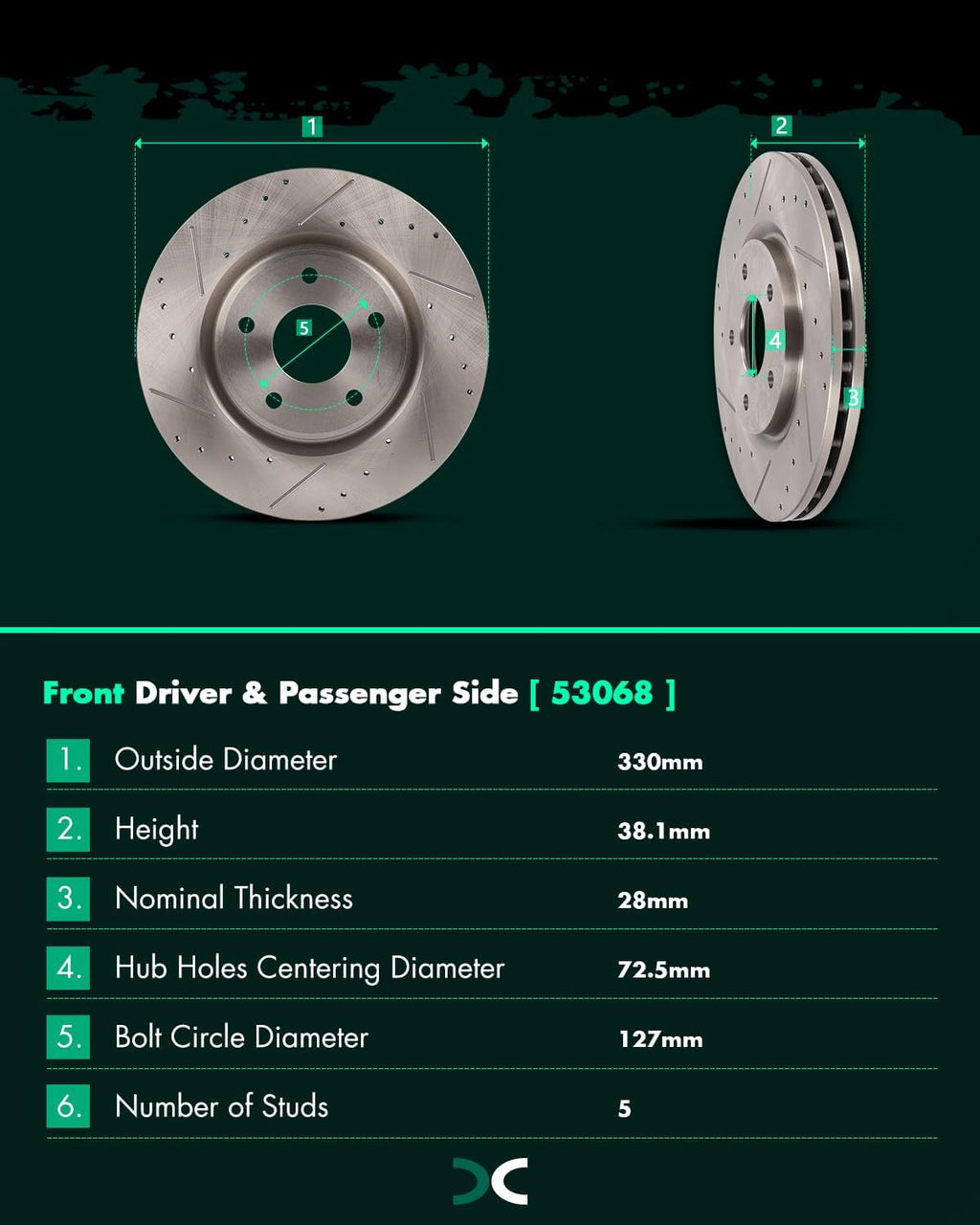 SCITOO Disc Brake Pads and Rotors Front 12.99' Rotors Replacement For Chrysler For Pacifica│For Voyager│For Town & Country,For Dodge For Grand Caravan│For Journey,For Ram For C/V, 5/Lugs Brake Kits