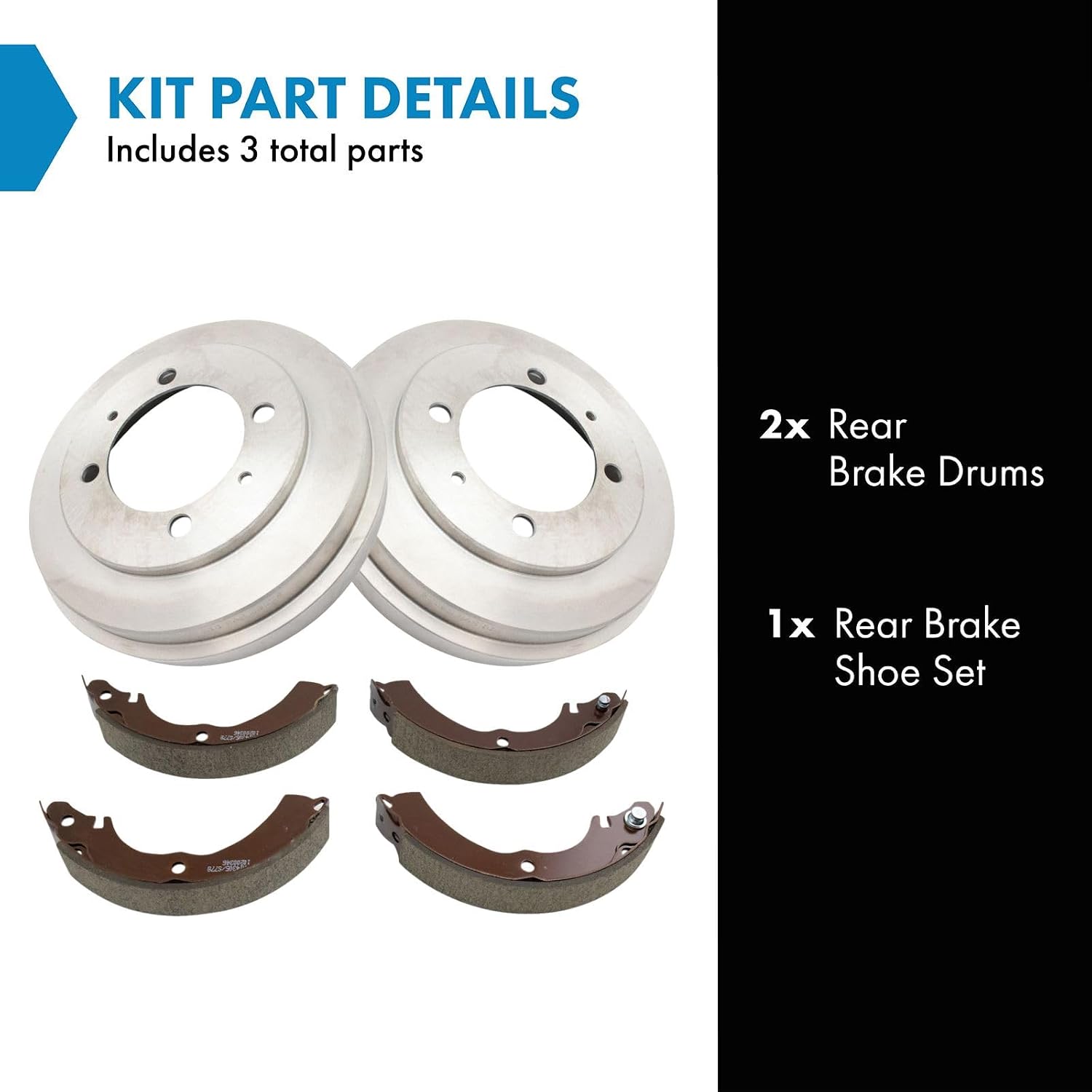 TRQ Rear Brake Shoe & Drum Kit Compatible with 2002-2007 Mitsubishi Lancer