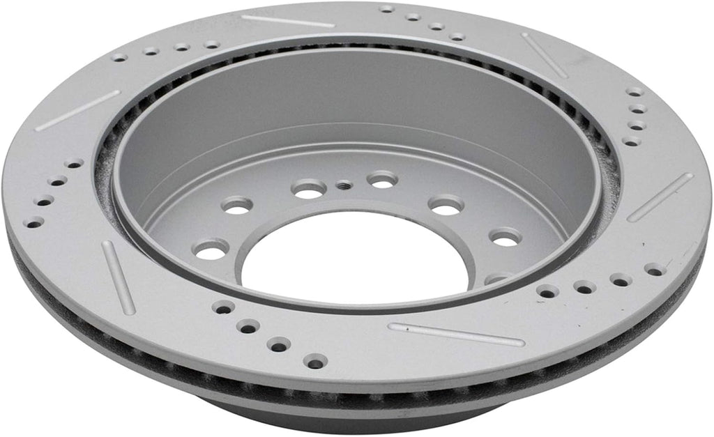 TRQ Performance Rear Brake Pad and Rotor Set Ceramic Coated Drilled Slotted Rotors Calipers Compatible with 2003-2009 Toyota 4Runner 2007-2009 FJ Cruiser