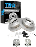 TRQ Rear Brake Pad and Rotor Set Ceramic Rotors Calipers Hoses Compatible with 2006-2007 Jeep Liberty