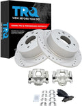 TRQ Performance Rear Brake Pad and Rotor Set Ceramic G Coated Solid Rotors Calipers Compatible with 2002-2006 Nissan Altima 2004-2006 Maxima 2013-2022 Altima