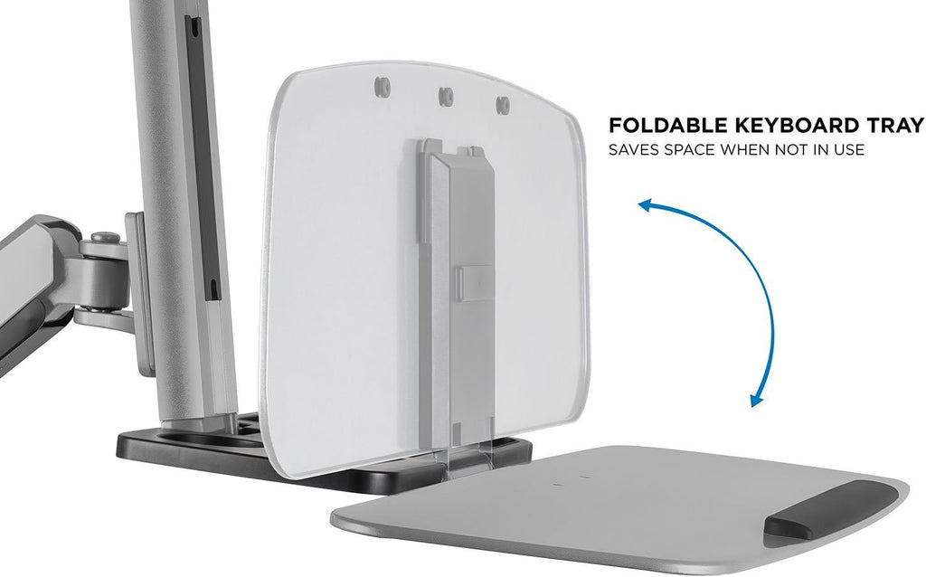 Mount-It! Dual Monitor Wall Mount Workstation with Keyboard Tray & CPU Holder, Sit-Stand Gas Spring Computer Station, Fits Two 27' Displays, 17.6 lbs Each, VESA 75x75 100x100