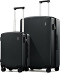 Hanke Expandable Luggage Sets 2 Piece, 20 Inch and 28 Inch Luggage Sets with Spinner Wheels, Durable PC Hard Shell Rolling Suitcase with TSA Lock for Travel (20/28 Inch, Jet Black)