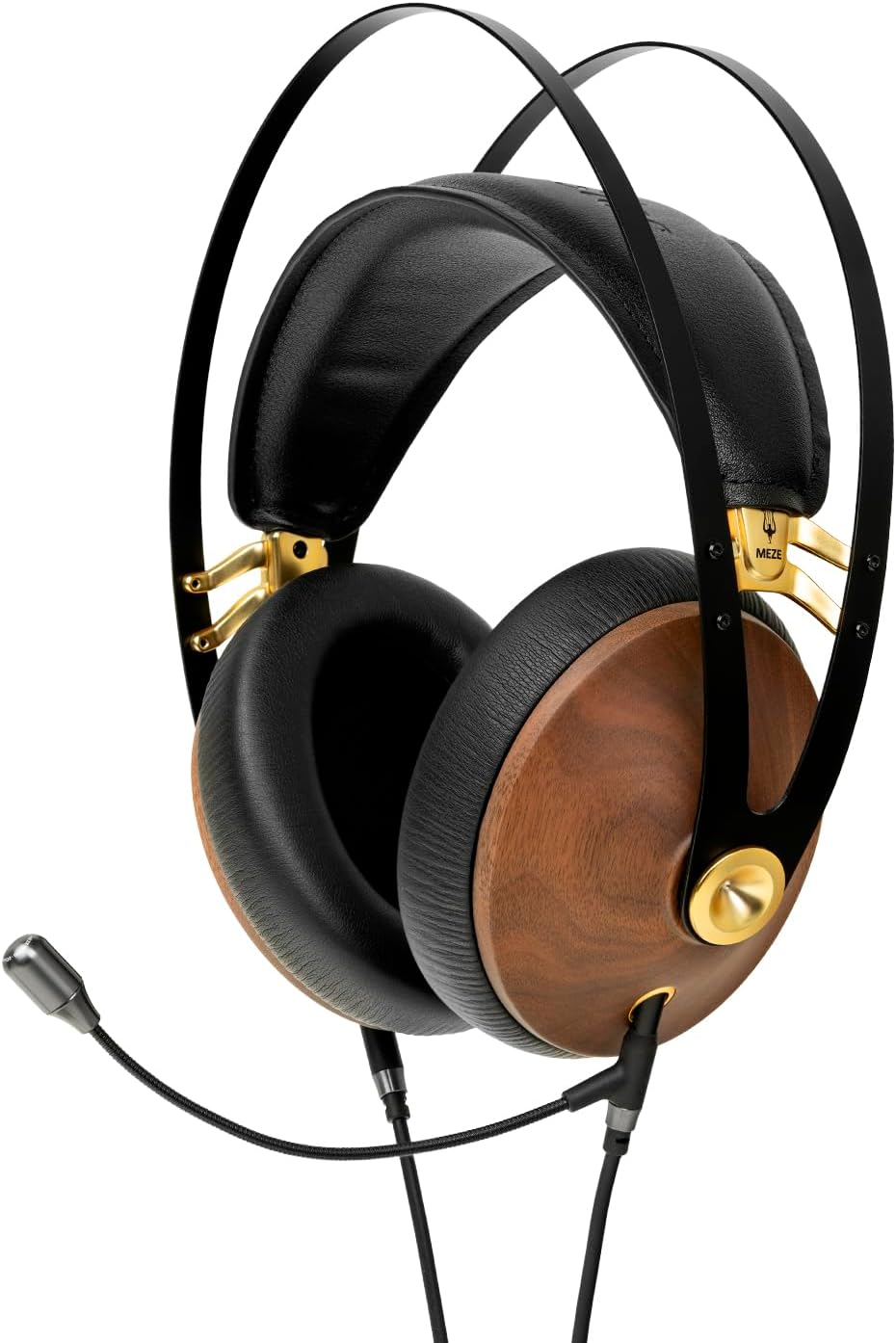MEZE AUDIO | 99 Classics Walnut Gold | Wooden Closed-Back Headphones for Audiophiles | Gaming | Podcasts | Home Office | Wired Over-Ear Headphones with Mic and Self Adjustable Headband (Renewed)