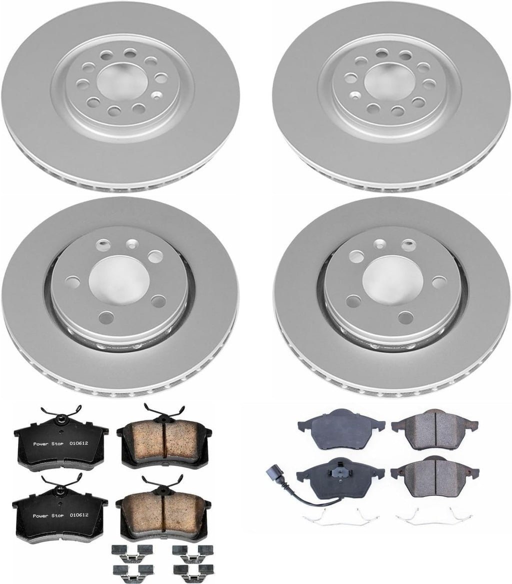 PowerStop Front and Rear Brake Kit for Audi TT Quattro 2000-06 |Volkswagen Golf 2002-04 |Jetta 2004-05 - Fully-Coated Disc Rotors with Z23 Carbon-Fiber Ceramic Brake Pads Upgrade, CRK916
