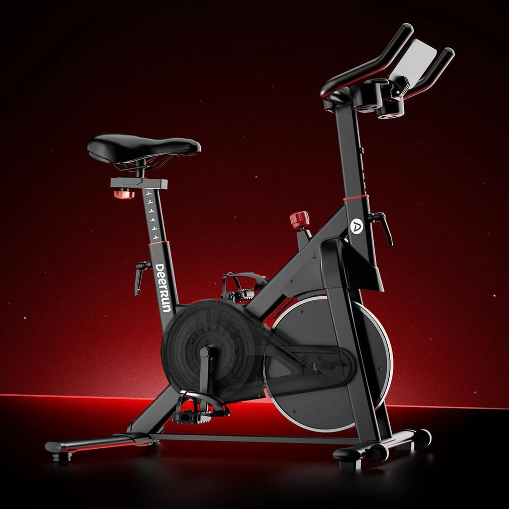 DeerRun Exercise Bike, Indoor Cycling Bike with Adjustable Magnetic Resistance, Low-Noise Belt Drive Stationary Bike for Home Cardio, 300 lb Capacity, Device Mount & LCD Monitor