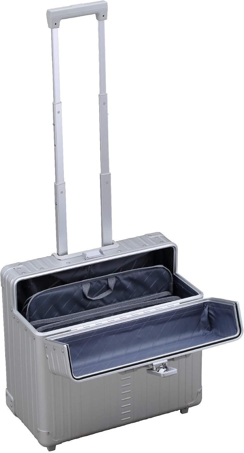 All Aluminum Lightweight 17' Premium Two Wheels Pilot Business Laptop Travel Luggage, Catalog Case with Laptop Sleeve and Built-In Removable Dividers, Rolling Laptop Bag for Men and Women (Platinum)