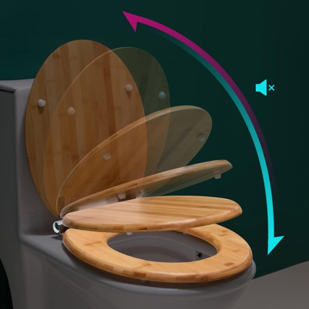 Resin Glitter Toilet Seat, Soft Close & Easy Clean, Oval 36 * 42cm, Top Fixing, Silver(Woode)
