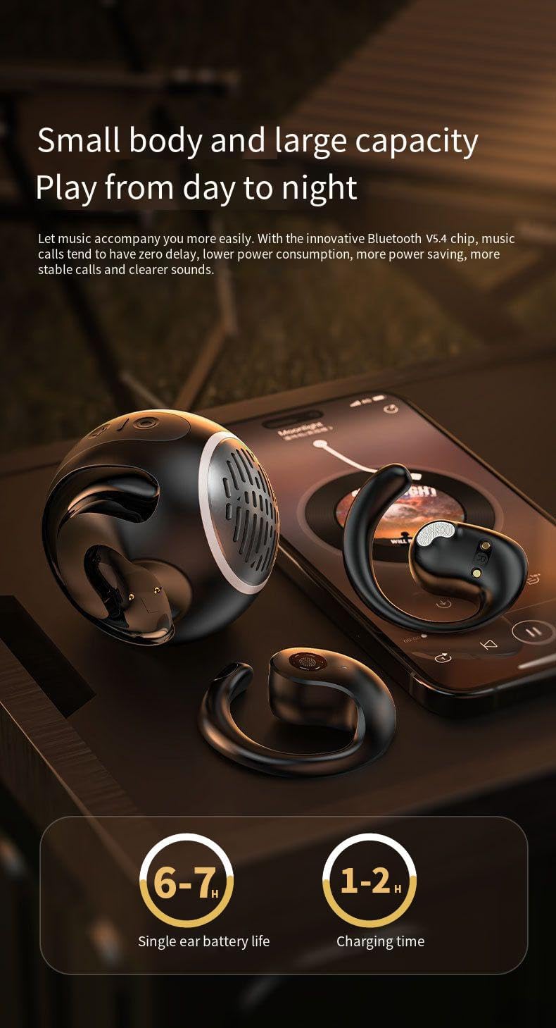Open Ear Headphones Wireless Bluetooth 5.4 Wireless Sports Earbuds,Audio + Earphones in one,ENC Call Noise Cancellation On Earbuds IPX5 Waterproof for Sports,Driving,Office,Purple