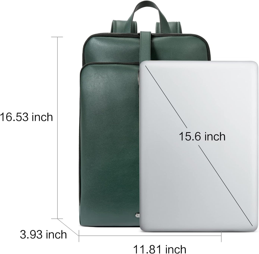CLUCI Leather Backpack for Women, 15.6 inch Laptop Bag, Large Genuine Work Backpack Travel Back