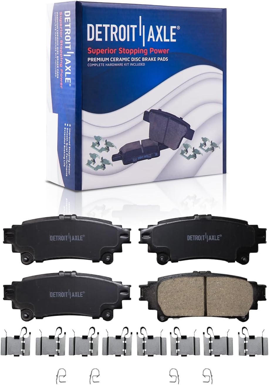 Detroit Axle - 8pc Brake Kit for Toyota 2012-2017 Prius V Disc Brake Rotors Ceramic Brakes Pads with Hardware 2013 2014 2015 2016 Replacement 10.83' inch Front and 11.42' inch Rear