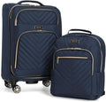 Kenneth Cole REACTION Chelsea 2-Piece Bundle - 20' Chevron Expandable 8-Wheel Carry-On Suitcase & Matching 15' Laptop Backpack, Navy