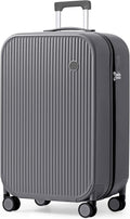 mixi 26 Inch Large Checked Luggage PC Hardshell Suitcases with Wheels for Travel Woman Men, Rock Gray