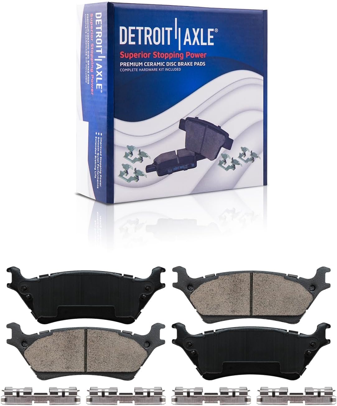 Detroit Axle - Rear Brake Kit for 2012 2013 2014 2015 2016 2017 2018 2019 2020 Ford F-150 Disc Brake Rotors [Manual Parking Only] Ceramic Brakes Pads 6 Lug : 13.70' inch Rotor