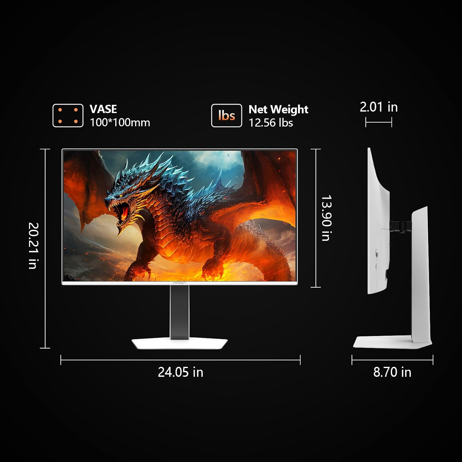 INNOCN 27' QD-OLED 2K QHD 2560 x 1440P 280Hz 240Hz PC Computer Gaming Console Monitor, 0.03ms, HDR400, HDMI, DisplayPort, Built-in Speaker, Height Pivot Adjustable Stand - 2780s