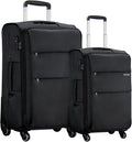 Hanke 20/28 Inch 2 Piece Luggage Sets with Spinner Wheels Expandable Luggage Large Suitcases with Wheels Lightweight Travel Luggage Rolling Suitcase with Lock Softside Checked Luggage.(Dark Gray)