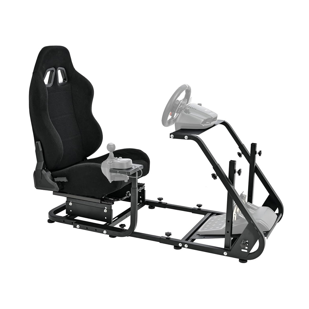 Marada Racing Simulator Cockpit with Comfort Gaming Seat Mountable Monitor Stand Fit for Logitech G25 G27 G29, for Thrustmaster T248 T300, for Fanatec, Driving Race Sim Mount No Steering Wheel Pedal