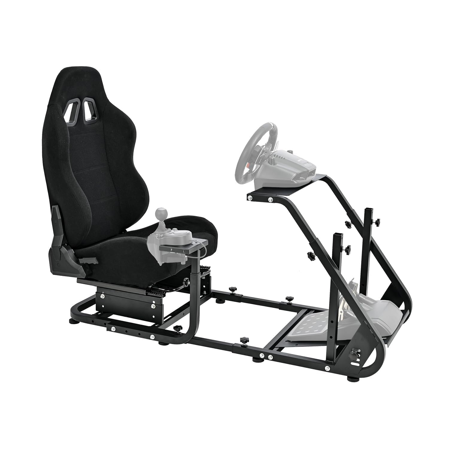 Marada Racing Simulator Cockpit with Comfort Gaming Seat Mountable Monitor Stand Fit for Logitech G25 G27 G29, for Thrustmaster T248 T300, for Fanatec, Driving Race Sim Mount No Steering Wheel Pedal