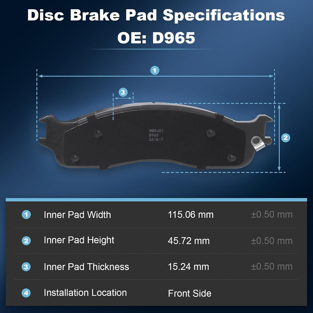 Front Drilled and Slotted Disc Brake Rotors & Ceramic Brake Pads Kit Fit for Dodge 2006-2008 Ram 1500 (8 Lug; Mega Cab Models ONLY), 2003-2008 Ram 2500, 2003-2008 Ram 3500#53012 D965
