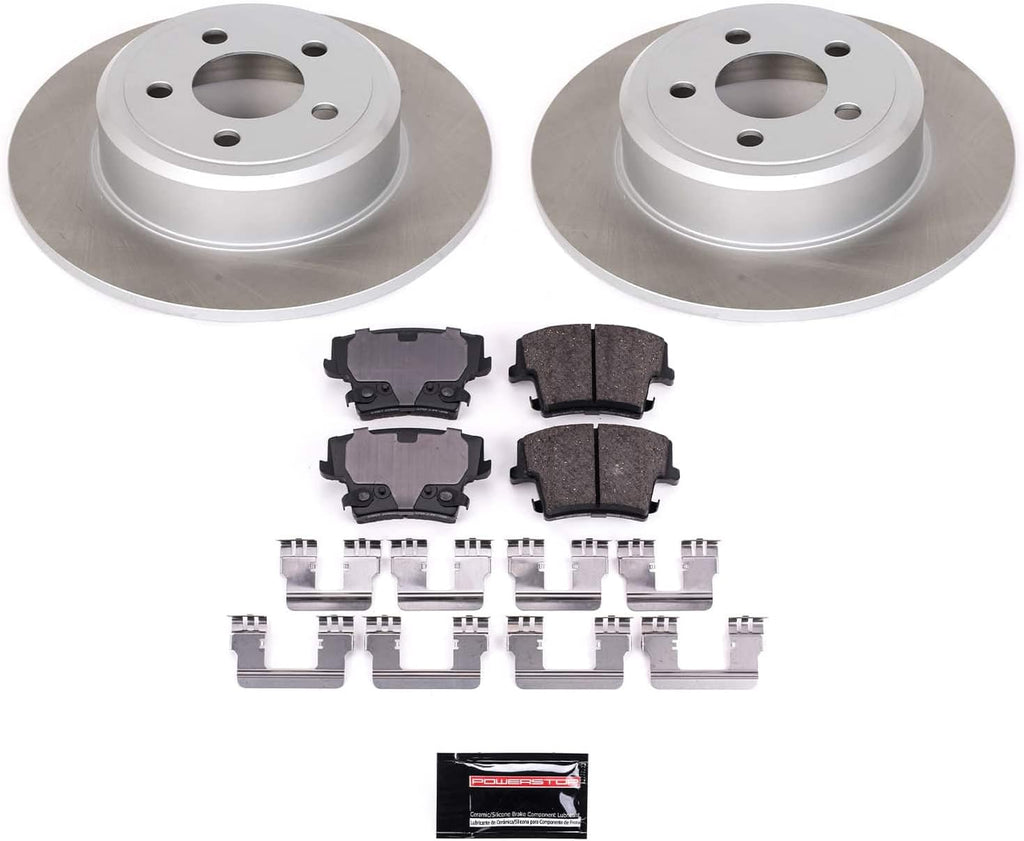 PowerStop Rear Brake Kit for Chrysler 300 2005-23 |Dodge Challenger 2009-23 |Charger 2006-23 |Magnum 2005-08 - Ceramic Brake Pads + Semi Coated Rotors Replacement, SC1719