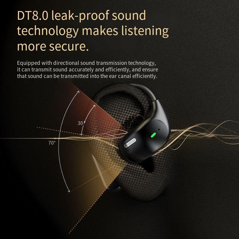 Open Type with Touch Screen Air Conduction Earphone Wireless Bluetooth 5.4 Open Ear Headphones with Noise Cancellation, Earbuds with Earhooks for Workout Driving Walking, Black