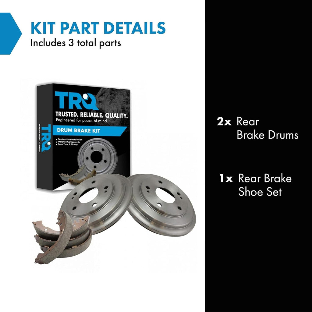 TRQ Rear Brake Shoe & Drum Kit Compatible with 2006-2015 Honda Civic