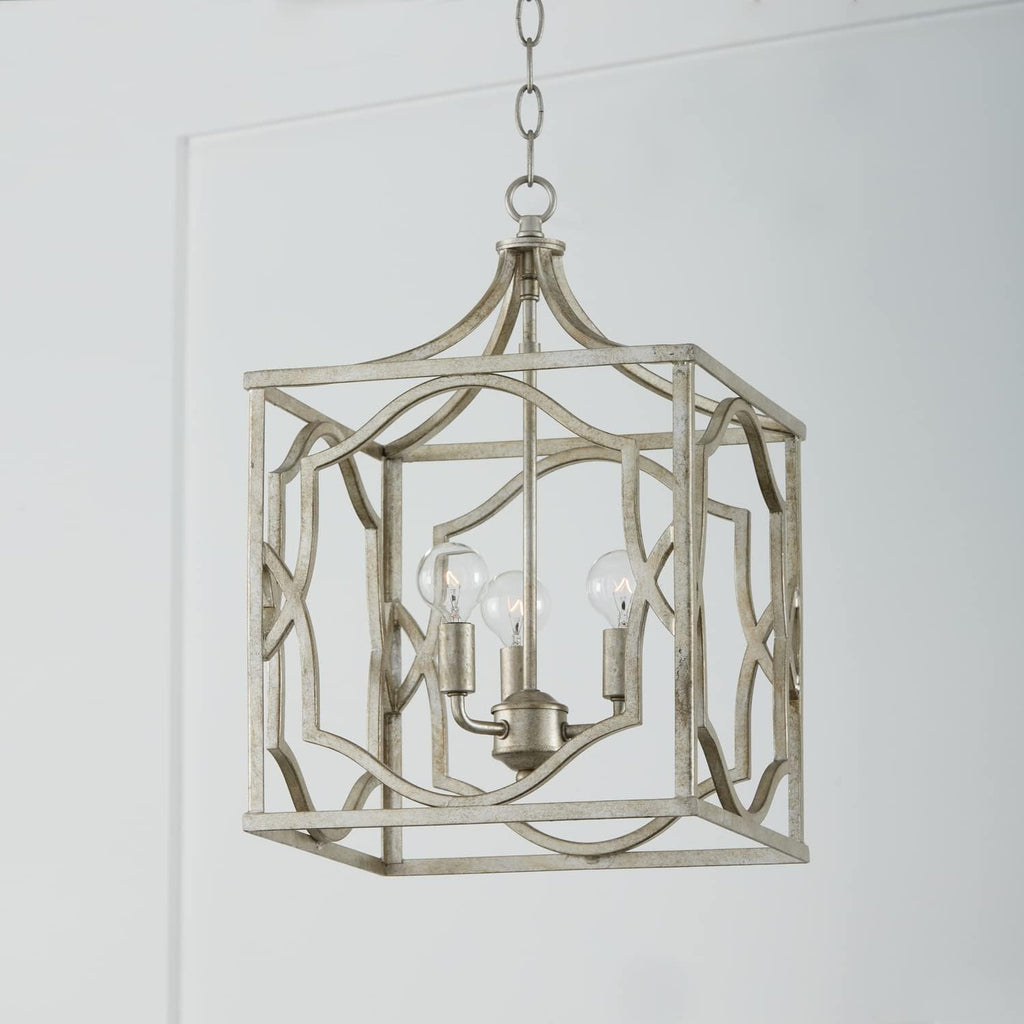 Capital Lighting 9481AS Blakely Lantern Foyer Pendant, 3-Light 180 Total Watts, 18' H x 12' W, Antique Silver