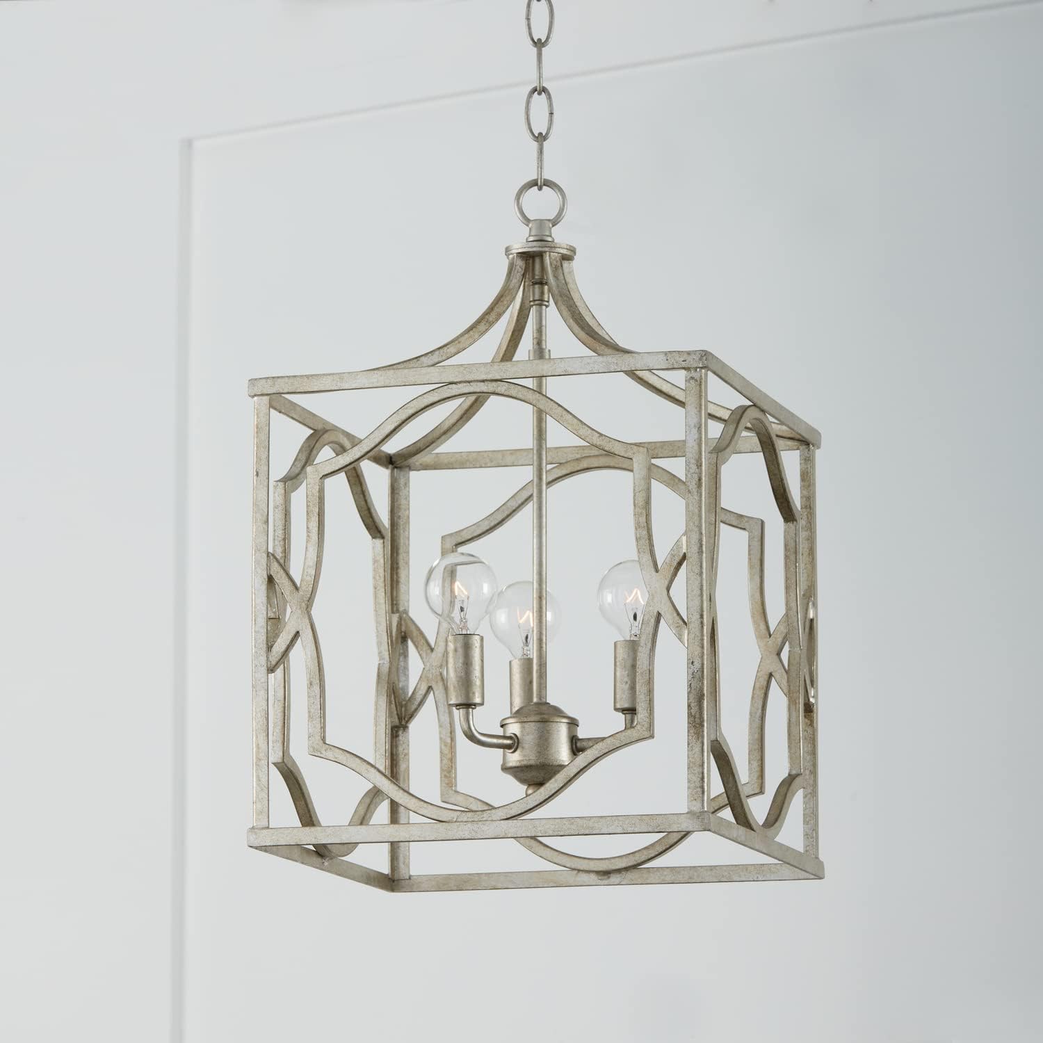 Capital Lighting 9481AS Blakely Lantern Foyer Pendant, 3-Light 180 Total Watts, 18' H x 12' W, Antique Silver