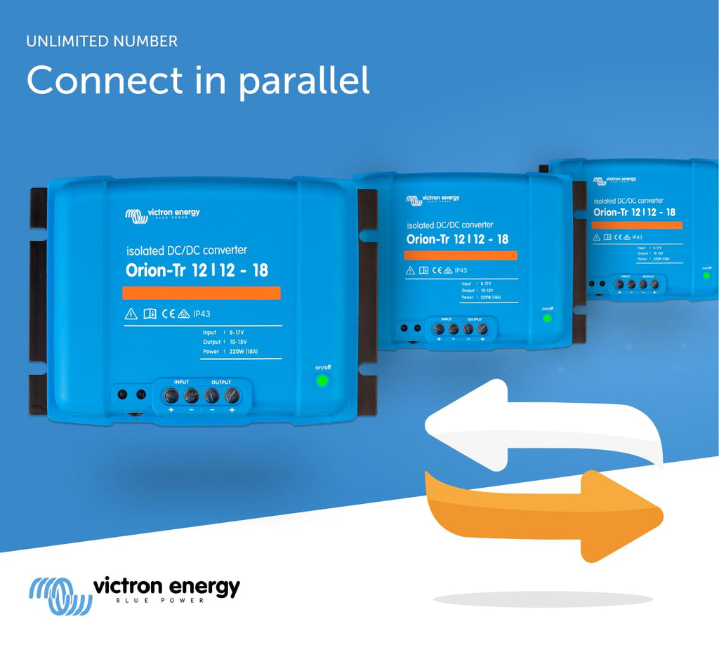 Victron Energy Orion-Tr DC to DC Converter - 12/12-Volt 18 amp 220-Watt - IP43 Protected - for Dual Battery Systems - Isolated