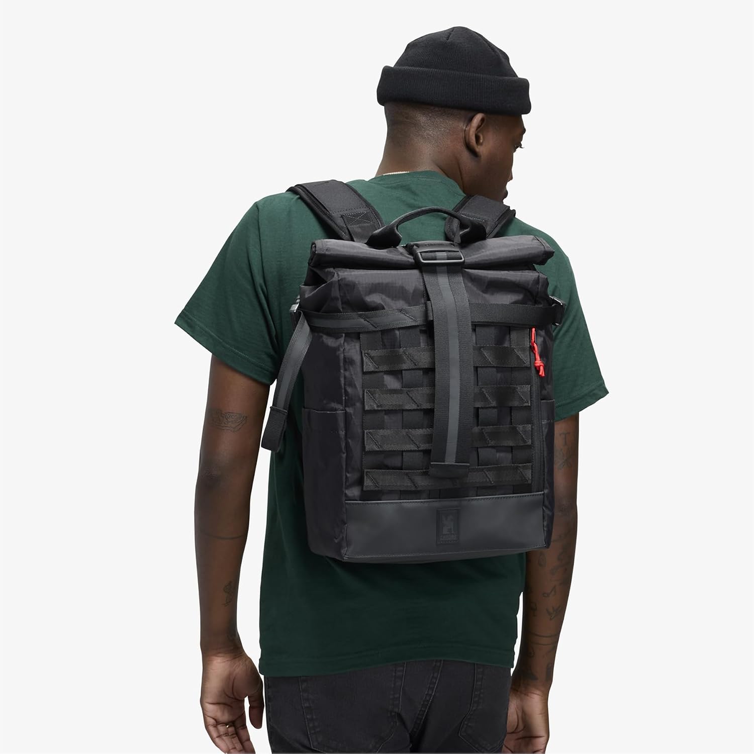 Chrome Industries Barrage 18L Moss X Roll-Top Backpack – Water Resistant Bag for Work, School, Travel – Features Cargo Net & Laptop Pocket
