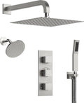 Thermostatic Shower system, 12 & 6 in. Bathroom Shower Set Wall Mount Dual Shower Head Faucet inBrushed Nickel