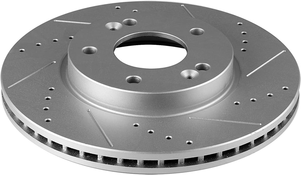 SCITOO Brake Kits For Hyundai For Elantra GT,For Kona,For Kia For Forte,For Forte5,For Seltos,For Soul Front Drilled & Slotted Disc Brakes Rotors and Semi Metallic Brakes Pads 31584;D2094