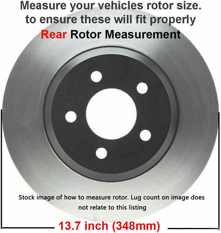 Detroit Axle - Rear Brake Kit for 2012 2013 2014 2015 2016 2017 2018 2019 2020 Ford F-150 [w/Manual Parking Brake] Disc Brake Rotors Ceramic Brakes Pads: 13.70' inch Rotor