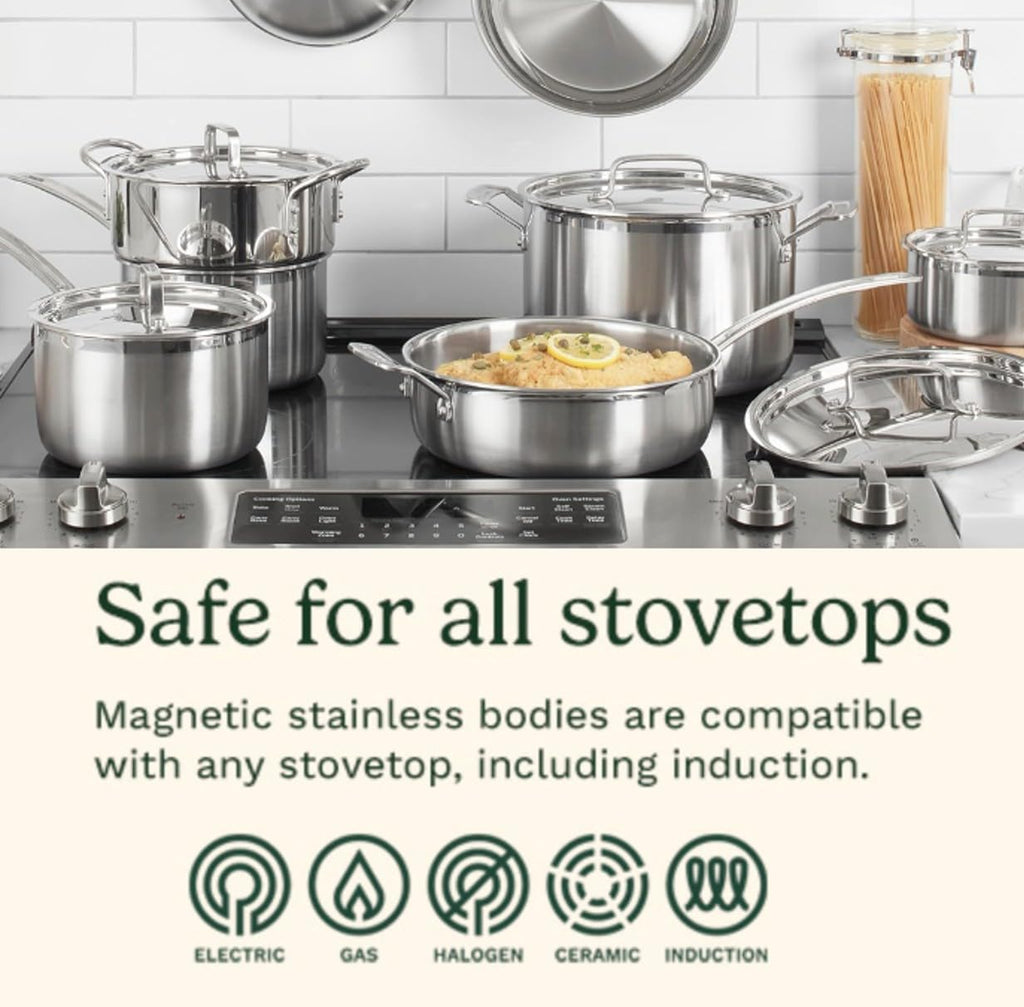 Cuisinart 12-Piece MultiClad Pro Triple Ply Stainless Stainless Steel Pots and Pans Set, Cookware Set Compatible with Induction, Electric, Gas Cooktops, Cool Grip Handles, Oven Safe to 500°F, Silver