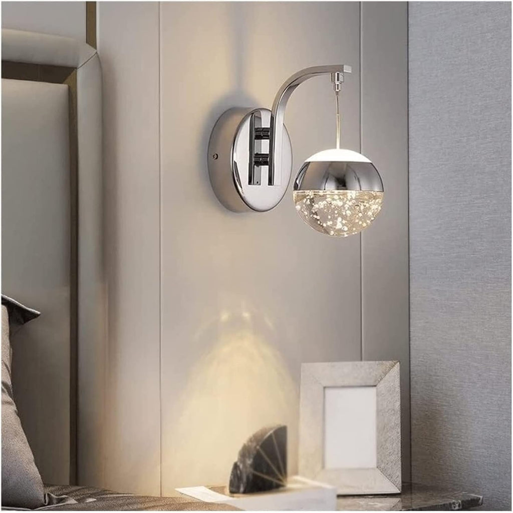 Crystal Bubble Wall Sconce, Modern Nordic Simple Wall Lamp, LED Decorative Lighting Fixtures, Indoor Wireless Wall Light for Bathroom, Entryway, Hallway, Living Room, Bedroom (Size : Gold)(Silver)