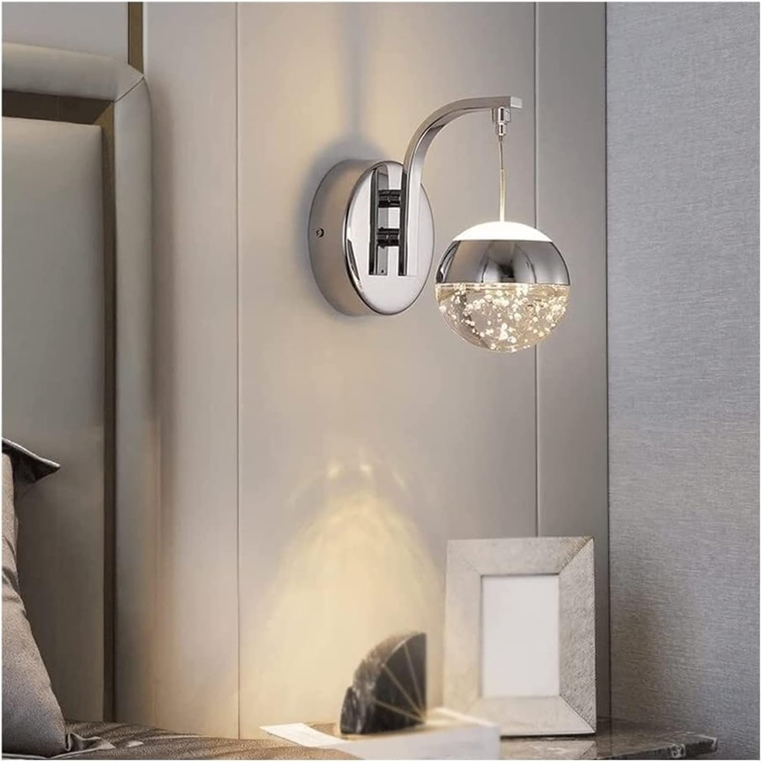 Crystal Bubble Wall Sconce, Modern Nordic Simple Wall Lamp, LED Decorative Lighting Fixtures, Indoor Wireless Wall Light for Bathroom, Entryway, Hallway, Living Room, Bedroom (Size : Gold)(Silver)