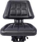 Tractor Seat with Backrest Black Slide Track Steel Luxurious Foam Padding, Perfect for PVC Compact Mower, Ergonomic Mower Seat Replacement, Black