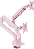 Arozzi Alzare Neo Duo Dual Gas Spring Monitor Arm - 2 Independent Arms, 17':34' Monitors, VESA 75/100, 360 Rotation, Up to 20 lbs Each, Cable Management, C-Clamp & Grommet Included - Pink