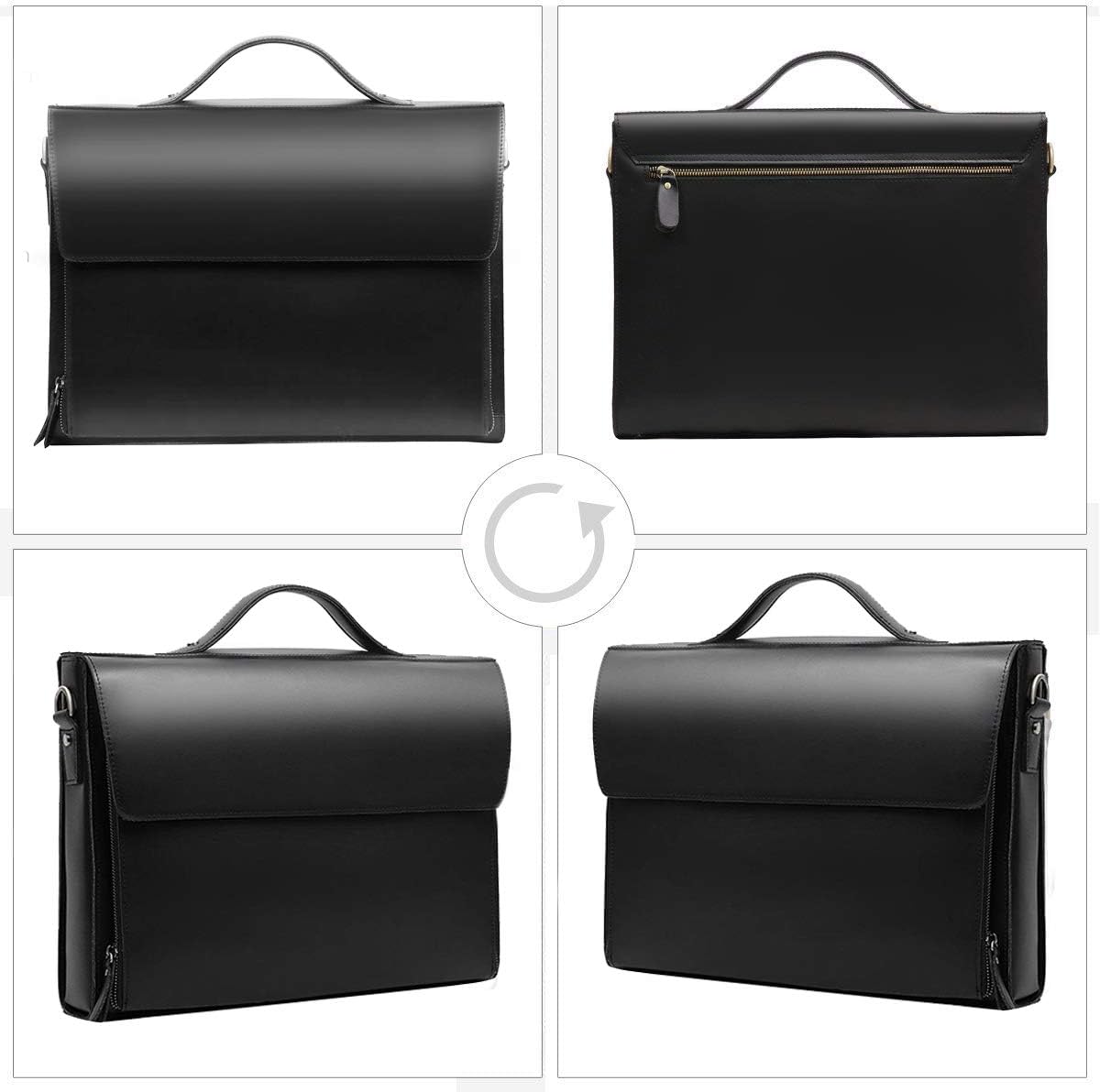 Leathario Leather Briefcase for Men Leather Laptop Bag Shoulder Messenger Bag Business Work Bag