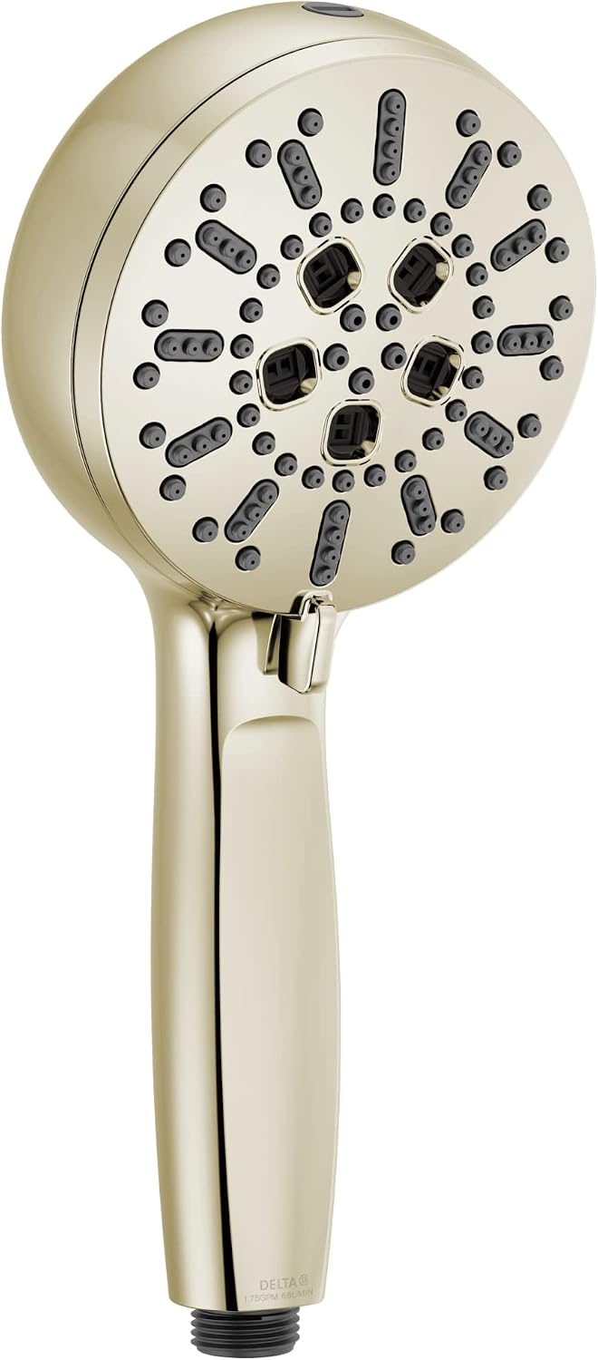 Delta 7-Setting Polished Nickel Wall-Mount Handheld Shower Head with ProClean Spray, Hand Held Shower Head with High Pressure Spray, Lumicoat Polished Nickel 59584-PN-PR-PK