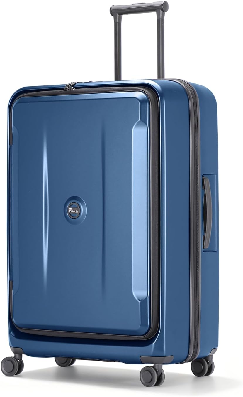 28 Inch Luggage with Spinner Wheels & TSA Lock, Expandable PC Hardside Large Checked Luggage with Top Opening, Durable Lightweight Rolling Suitcase, Blue