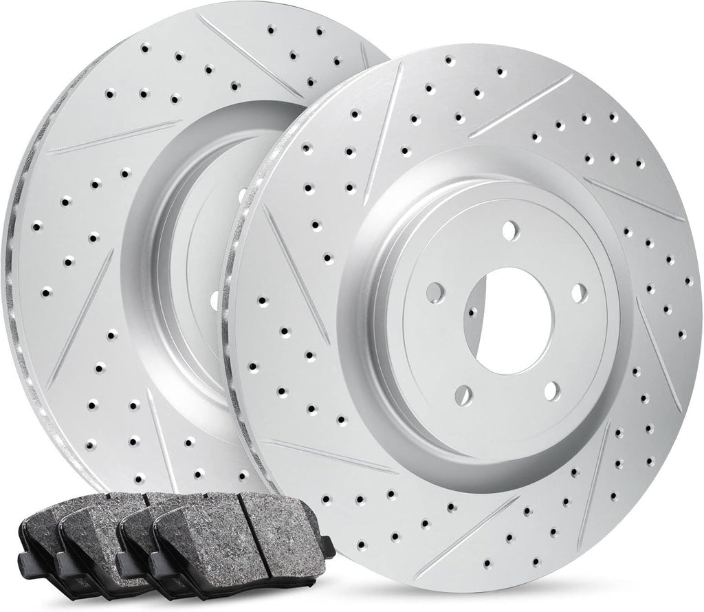 R1 Concepts Rear Brake Kit Fits 2004-2009 Cadillac XLR; 1997-2013 Chevrolet Corvette| Ceramic Pads, Drilled Slotted Rotors| Hardware| 12.0' Rear