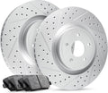 R1 Concepts Rear Brake Kit Fits 2004-2009 Cadillac XLR; 1997-2013 Chevrolet Corvette| Ceramic Pads, Drilled Slotted Rotors| Hardware| 12.0' Rear