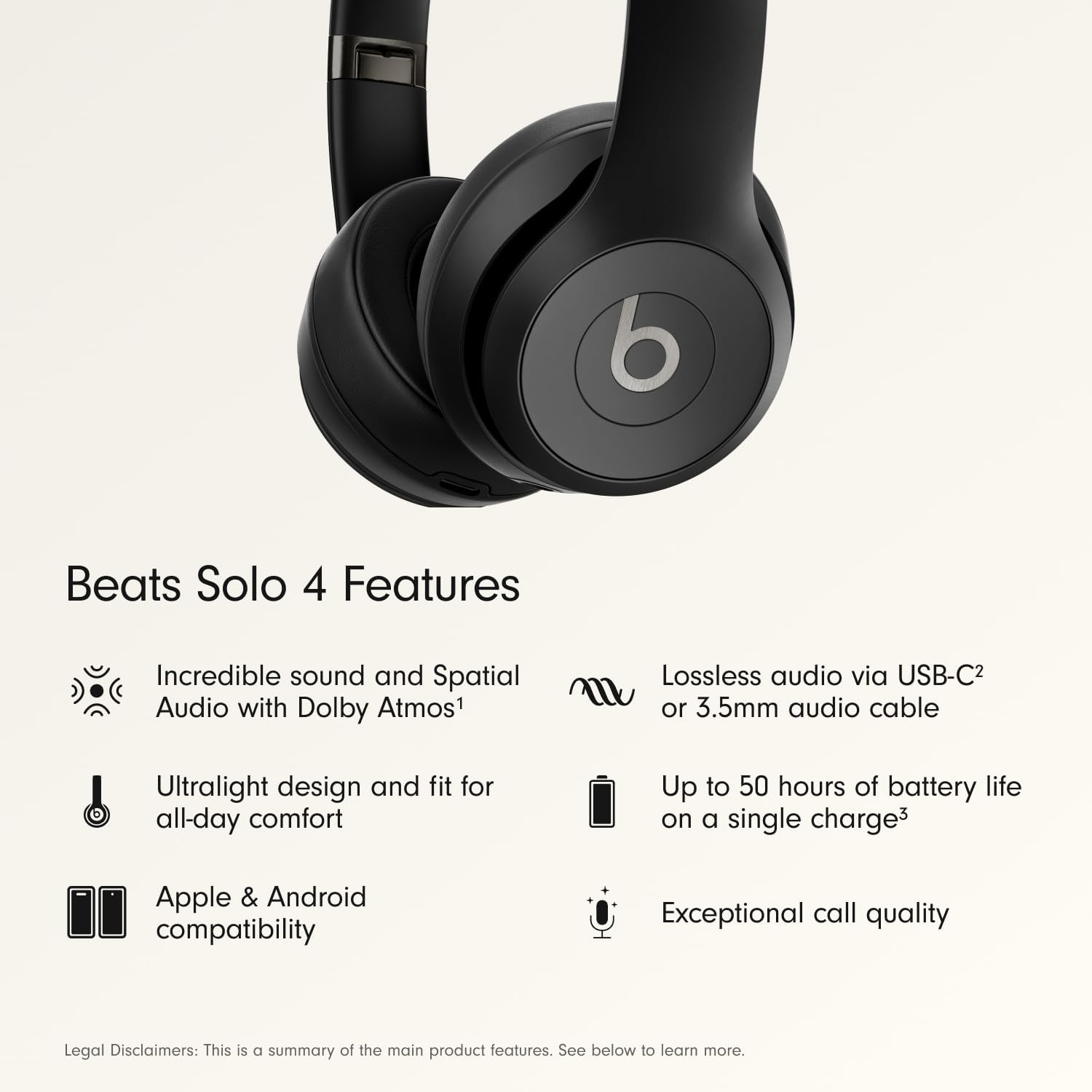 Beats Solo4 with AppleCare+ for Headphones (2 Years) - Matte Black