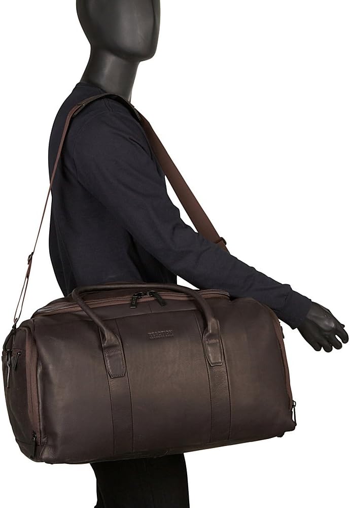 Kenneth Cole REACTION Duff Guy Colombian Leather 20' Single Compartment Top Load Travel Duffel Bag, Cognac