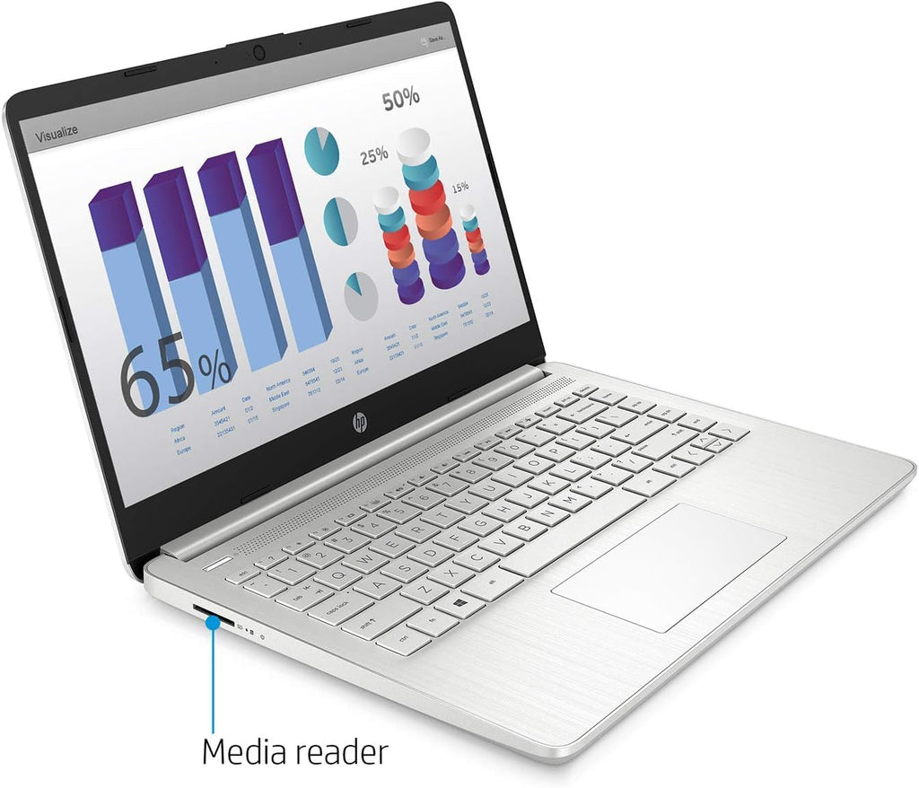 HP 14' Touchscreen Laptop, AMD Efficient Processor, 4GB RAM, 64GB eMMC, HD Touch Display, Windows 11, Wi-Fi, Bluetooth, HDMI, Webcam, Lightweight & Portable, Great for Study & Everyday Use